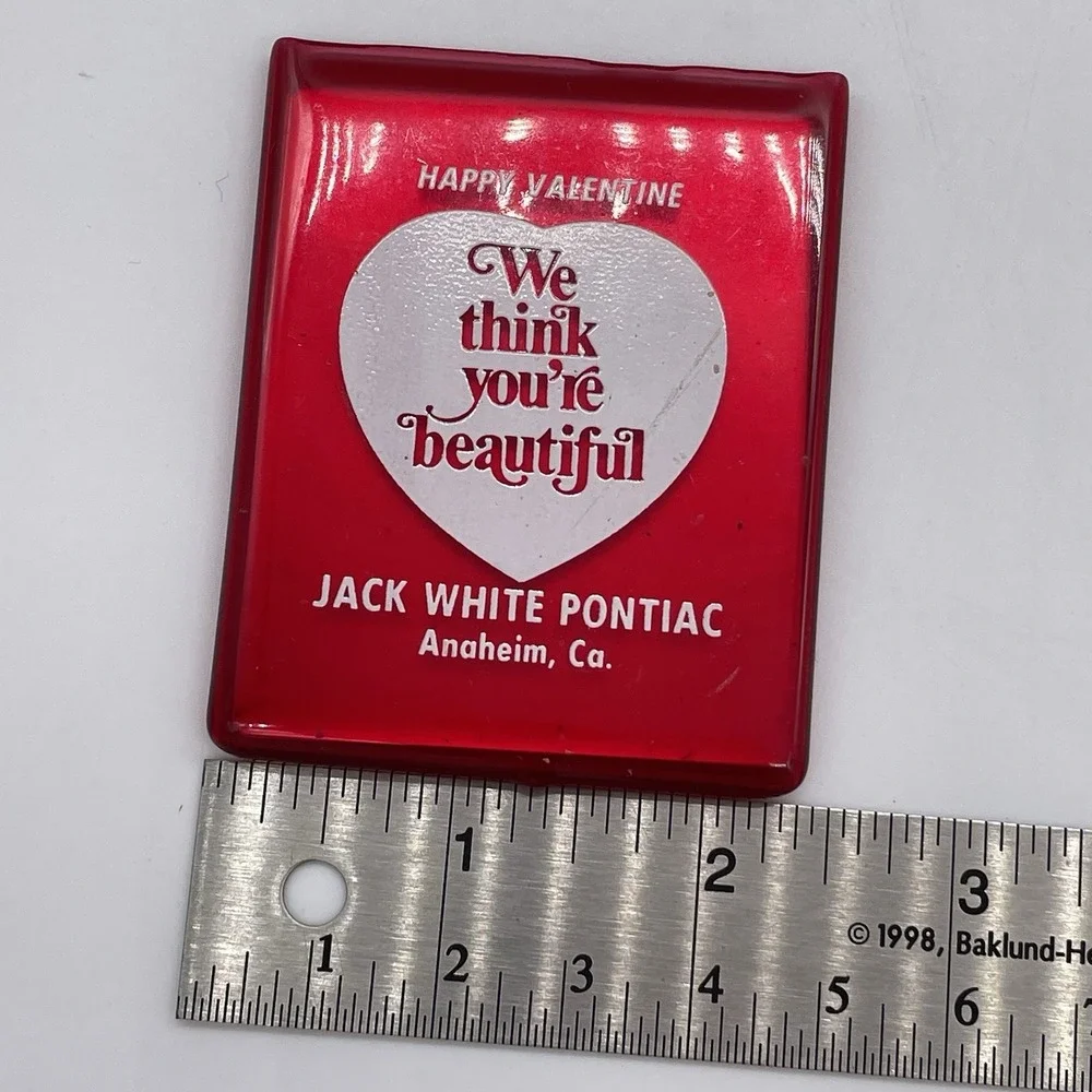 Vintage RUBBER JELLY CASE Pocket Mirror‎ Jack White Pontiac Ca. You're Beautiful